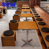 Mobilier de restaurant commercial en gros SEM, tables et chaises en bois pour café, cantine du personnel, ensemble de table à manger avec 4 chaises