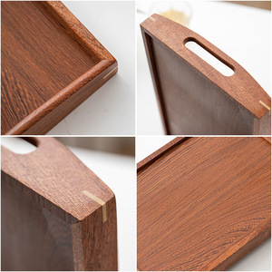 Plats de Service en <span class=keywords><strong>Bois</strong></span> de Noyer Noir, Plateaux à Apéritif et Assiettes en <span class=keywords><strong>Bois</strong></span> avec Poignée pour Aliments et Fruits - Product Image 4