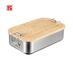 Eco Friendly Japanese Bento Box Stainless Steel Lunch Box With Bamboo Lid