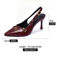 Chaussures à talons hauts sexy pour femmes, nouveau style, 9cm, décoration à boucle carrée, talon fin effilé, cuir verni, boucle en métal, YonH1-2