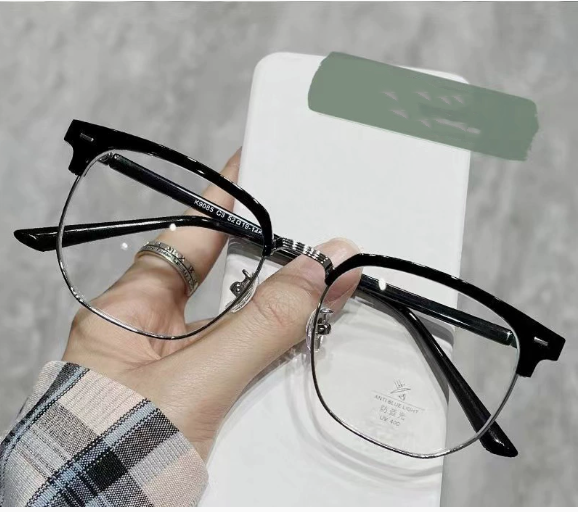 glossy black silver frame