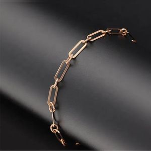 Xinfly Real 18 Carat Gold 3MM 6.5-7.5 Inch Non Tarnish Solid 18k Gold Paperclip <b>Adjustable</b> Link Chain <b>Bracelet</b> - Product Image 3