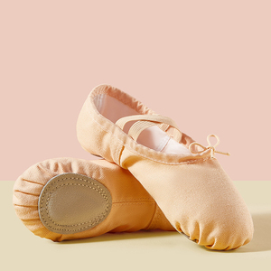 Chaussons de <span class=keywords><strong>danse</strong></span> classiques en toile confortables et très demandés avec semelle en cuir véritable, chaussures de ballerine à semelle souple pour filles - Product Image 4