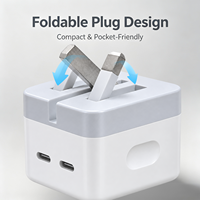 Nouveau produit 2026 Chargeurs adaptateurs double Type-C 50W Prise pliable Chargeur rapide universel pour Samsung/Iphone/Android