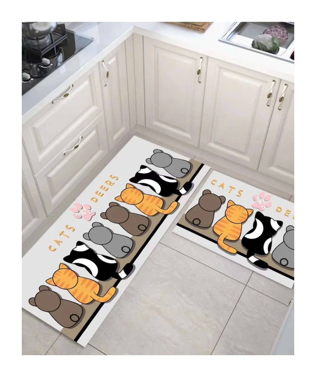 Custom Design Rubber Backed and Jute Surface Water Absorbent Anti Slip Kitchen Foot Mat Anti Fatigue Kitchen Runner Rugs
