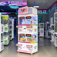 Machine à griffes commerciale à monnayeur pour 4 joueurs, avec jeu de réflexe 'Stop Time' de 10 secondes, jeux à prix et jeux de griffes, en verre trempé, version anglaise