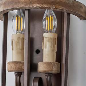 Applique Murale Industrielle en Bois et Métal, Style Rétro Américain Pastoral, Luminaire de Couloir, Décoration Antique pour Gîte, Projet Créatif, Bougie - Product Image 3