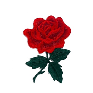 Neuheit Bestseller Maßgefertigter Aufbügelbarer <span class=keywords><strong>Patchwork</strong></span>-Rosen-Aufnäher Vollständig Bestickter Blauer Rosen-Reparatur-Patch für Schuluniformen - Product Image 2