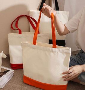 Sacs de shopping en toile de coton de couleur naturelle avec logo personnalisé, sacs fourre-tout en toile de coton vierge pour femmes - Product Image 3