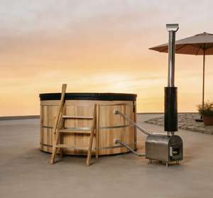 Bain à remous professionnel avec chauffage extérieur au bois, idéal pour la récupération, livraison rapide, avec couverture isolante - Product Image 5