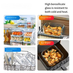 Boîte de rangement pour réfrigérateur avec séparateur amovible, récipient en verre transparent pour fruits et légumes, pour la conservation des aliments frais, organisateur de cuisine - Product Image 6