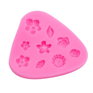 Tam Giác <span class=keywords><strong>3D</strong></span> 9 Mô Hình Nhỏ Rose Sun Flower Daisy Mận Phong Lan Lá Hình Dạng Silicone Khuôn - Product Image 3