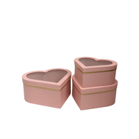 Coffret Cadeau de Fleurs en Forme de Cœur Transparent, Ensemble de Trois Pièces, Boîte à Roses pour la Saint-Valentin