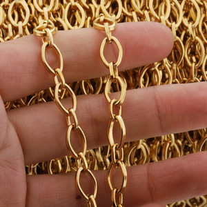 Stainless Steel Rhombus Handmade Chain Gold Plated DIY Jewelry Necklace <b>Bracelet</b> Large <b>Metal</b> Chain - Product Image 3