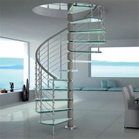 Kit d'escalier en colimaçon extérieur moderne pour villa, en acier et bois, personnalisable, avec colonne centrale pour grenier