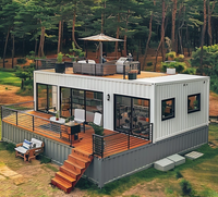 Maison conteneur de luxe à aménagement personnalisé, maisonnette préfabriquée moderne avec cuisine, villa écologique avec abri pour voiture