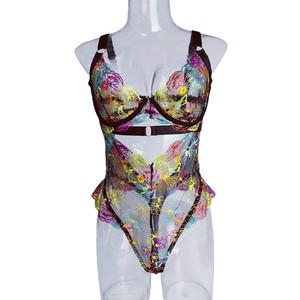 Chuangerm Spot <span class=keywords><strong>Lingerie</strong></span> Modellante da Donna in Pizzo <span class=keywords><strong>Francese</strong></span>, Bustier con Stecche in Acciaio, Modellatore Vita, Intimo Trasparente Scavato Monopezzo - Product Image 5