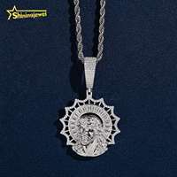 Pendentif Iced Out Jésus en Argent 925 et Moissanite, style Hip Hop, avec Halo et motif Dieu, pour rappeurs, avec Certificat GRA