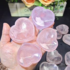 Bol en cristal de <span class=keywords><strong>quartz</strong></span> <span class=keywords><strong>rose</strong></span> naturel sculpté à la main, en forme de cœur, prix de gros, décoration d'intérieur pour cadeau de mariage - Product Image 1