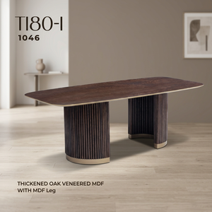 Mesa de Comedor Rectangular Moderna con Panel de MDF Enchapado en Roble Grueso y Patas de MDF para Sala de Estar/Hogar - Product Image 3