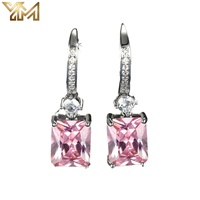 Elegantes Pendientes Largos con Circonita Cúbica 5A, Plateados en Plata, Transparentes y Rosados, 2 Colores, Joyería Destacada