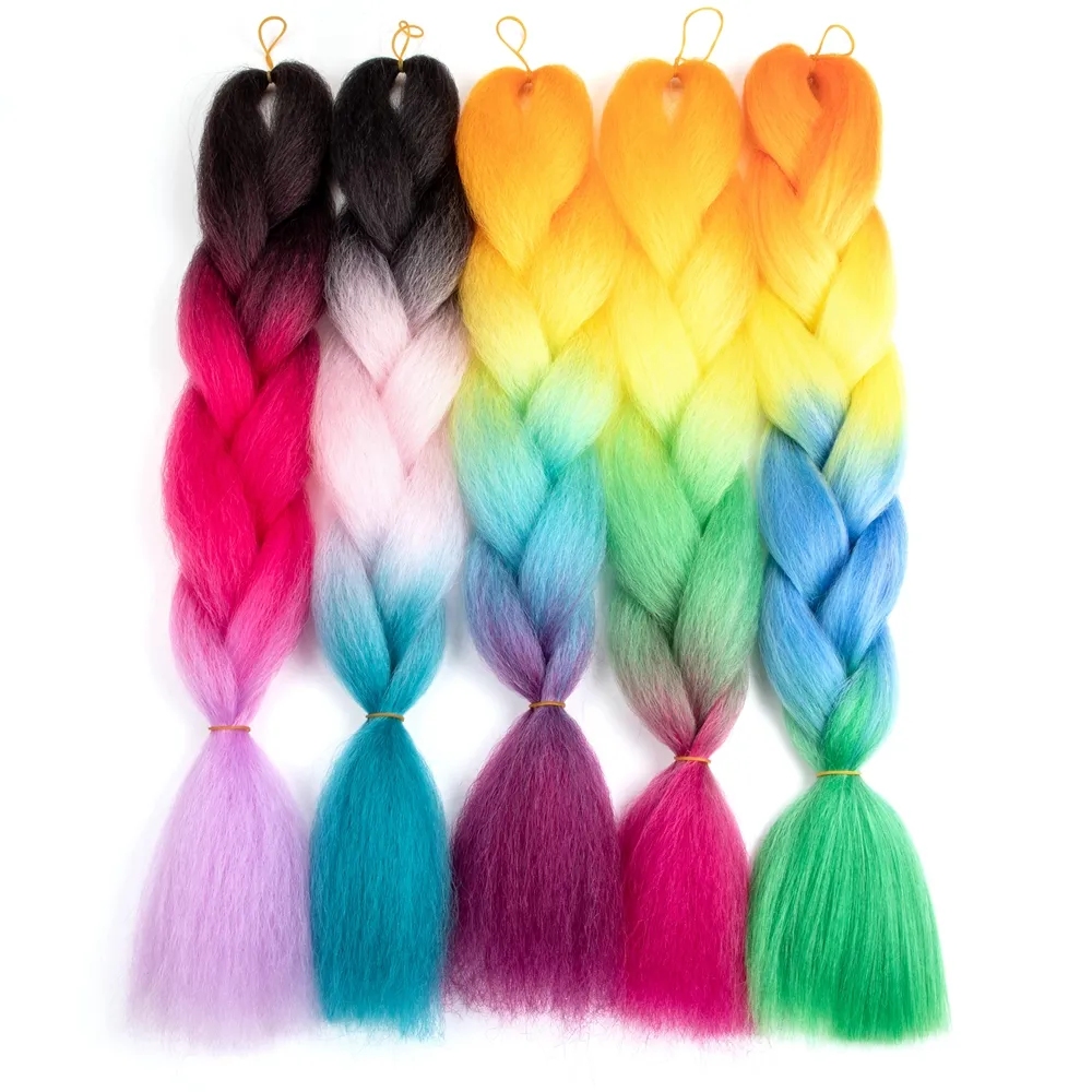 Vente en gros de tresses tressées en fibres synthétiques quatre couleurs résistantes à la chaleur pour femmes