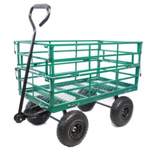 Carro DB Wagon, camión de jardín de cuatro ruedas, plataforma cerrada para un fácil transporte de leña, plástico duradero, Metal, acero, OEM personalizable - Product Image 1