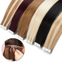Extensions de cheveux humains Remy de qualité européenne 12A, à bandes adhésives double face, vierges, sans nœuds, sans perte de cheveux