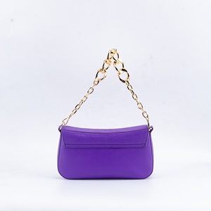 Borsa a tracolla in pelle di ciottoli <span class=keywords><strong>viola</strong></span> di lusso-elegante borsa rettangolare con chiusura semicircolare e tracolla in oro, servizi OEM & ODM - Product Image 3
