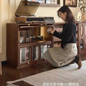 French Style <b>Solid</b> <b>Wood</b> Wine Cabinet <b>Bookcase</b> Oak Material Display Living Room Storage Multi Functional Cabinet - Product Image 4