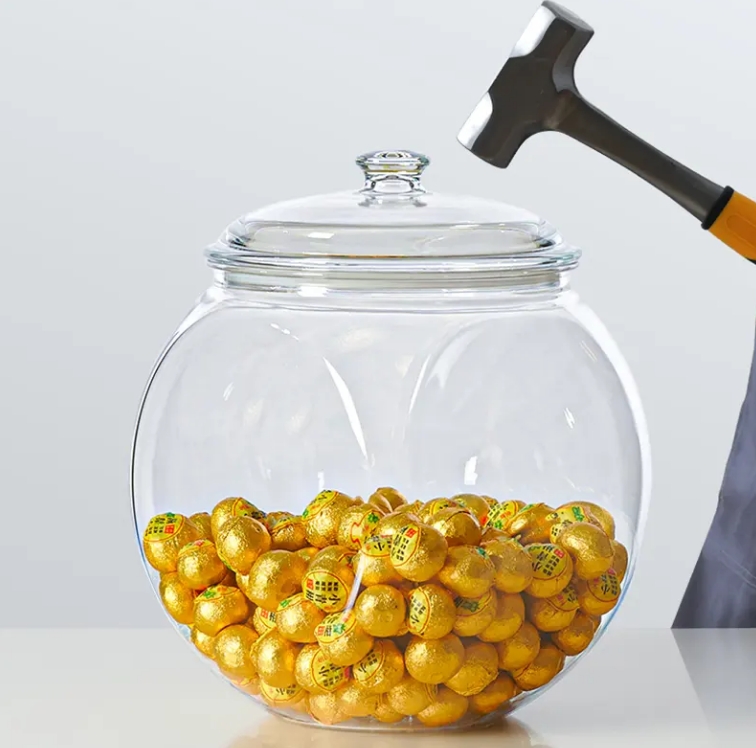 Round Flat Drum Candy Food Jam Spice Herb clear Plastic Candy Jar with Plastic Lids for Candy Store