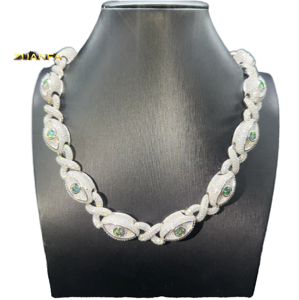 Cadenas Cubanas de Plata 925 Bañadas en Oro Rosa con Moissanita Redonda de 15mm de Ancho, Estilo Ojo, Joyería Hip Hop Personalizada, Certificadas - Product Image 2