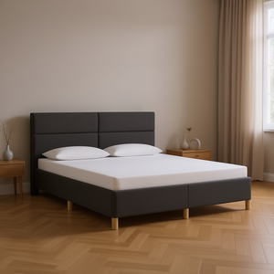โครงเตียงผ้าสีเทาเข้มขนาด 76x79.9 นิ้ว แบบหุ้มเบาะ ไม่มีที่นอน เฟอร์นิเจอร์ห้องนอนสไตล์โมเดิร์น - Product Image 2