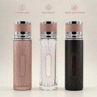 Flacon de parfum vide personnalisé en gros, 250 ml, noir mat, motif géométrique en relief, flacon atomiseur rechargeable avec capuchon métallique