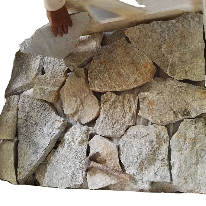 Натуральный известняковый шпон случайного формата для украшения интерьера дома и улицы