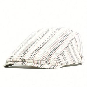 Gorras Planas a Rayas de Lino y Algodón Vintage para Hombre y Mujer, Gorros Casuales Estilo Ivy para Deportes de Invierno y Actividades al Aire Libre - Product Image 3