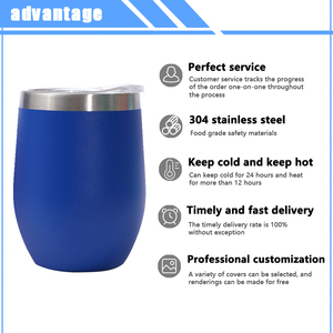 Biểu Tượng Tùy Chỉnh Đôi Tường 12Oz Hình Dạng Trứng Chân Không Cách Nhiệt Du Lịch Cốc Thép Không Gỉ Rượu Vang Cốc Với Nắp Và Rơm Cà Phê Bia - Product Image 2