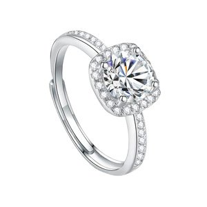 Bague pour femme en moissanite 2 carats, sertie pavé, bijoux de fiançailles - Product Image 4
