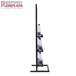 Estante de exhibición de metal independiente para supermercado minorista con niveles de piso y soporte para bebidas - Product Image 3