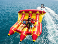 Jeux aquatiques pour enfants : Bateau gonflable commercial en forme de poisson, bateau volant tractable, équipement de jeu aquatique, bateau banane