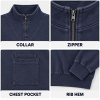 Sweat-shirt personnalisé à col montant pour homme, style vintage délavé, broderie logo personnalisé pour le golf et les tenues décontractées