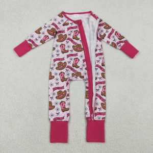 Botas RTS occidentales Star Cowgirls Baby Zipper Sleepers Ropa de dormir para niños recién nacidos Venta al por mayor Howdy Toddler Baby Footie Sleepers - Product Image 2
