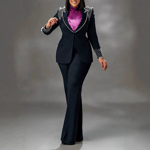 K3332 - Elegante Traje <span class=keywords><strong>Formal</strong></span> de Perlas para <span class=keywords><strong>Mujer</strong></span>, <span class=keywords><strong>Conjunto</strong></span> de Dos Piezas de Alta Calidad con Blazer y Pantalón, <span class=keywords><strong>Conjunto</strong></span> de Blazer Modesto para <span class=keywords><strong>Mujer</strong></span> - Product Image 3