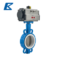 Vanne papillon à disques en fonte ductile avec revêtement PTFE pneumatique pour la régulation de la corrosion des conduites industrielles