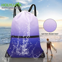 Sac de sport multifonctionnel en polyester réutilisable Holyluck pour femme avec cordon de serrage et poches – Idéal pour la promotion en salle de sport