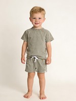 Conjunto de Verano Unisex Vintage para Niños, Camiseta de Manga Corta y Pantalones Cortos con Lavado Ácido