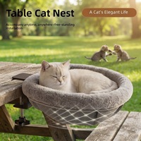 Lit pour animaux de compagnie robuste à double fixation sur bureau avec housse en tissu maillé respirant pour usage en intérieur et au bureau