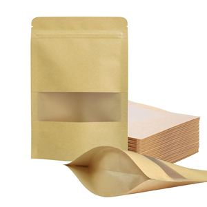 Sac en papier kraft laminé refermable personnalisable, petit format blanc et marron, emballage thermoscellable pour aliments, votre propre logo inclus - Product Image 1