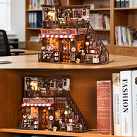 Kit de construction de niche à livres en bois écologique de luxe Sweet Corner Cottage, puzzle 3D, maison miniature DIY, décoration intérieure, comme cadeau d'anniversaire