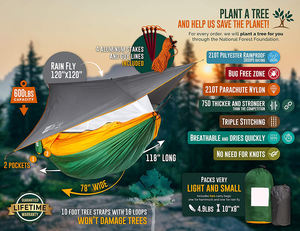 WOQI – <span class=keywords><strong>hamac</strong></span> <span class=keywords><strong>de</strong></span> survie ultraléger en Polyester avec moustiquaire - Product Image 2